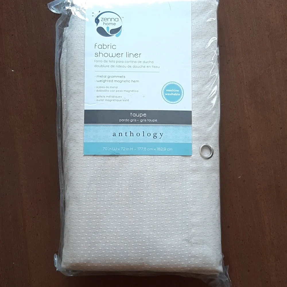 Zenna Home Taupe Fabric Washable Shower Liner